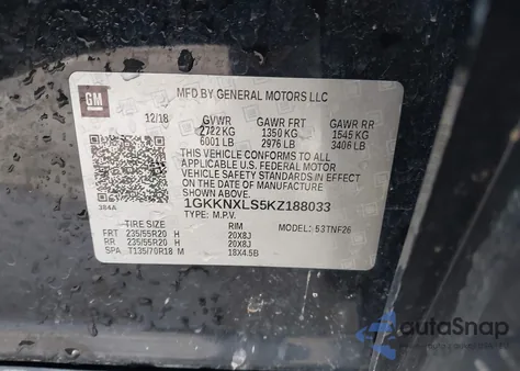 2019 GMC Acadia Denali из США, поврежденный, VIN 1GKKNXLS5KZ188033